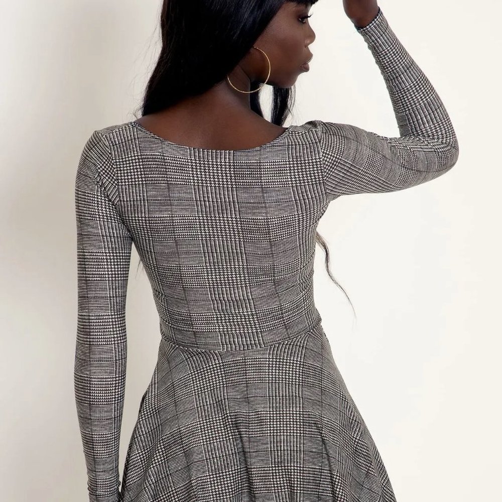 Blackmilk - Tweed Mono Squared Up Mini Skater Dress - Limited - Picture 3 of 8
